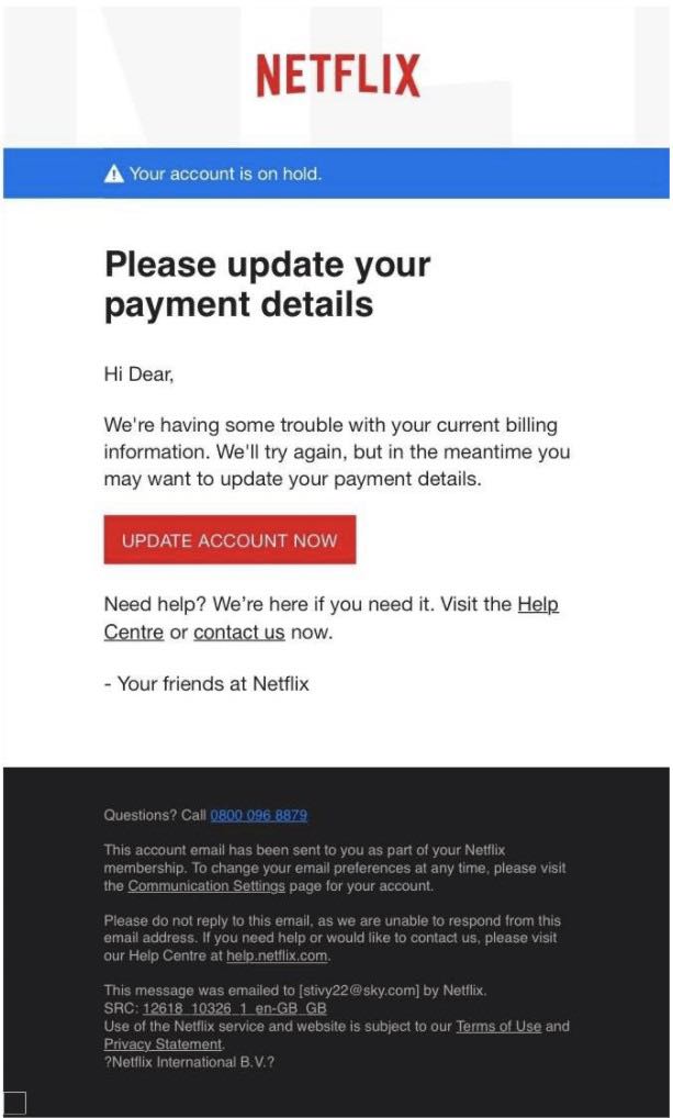 Netflix update payment method
