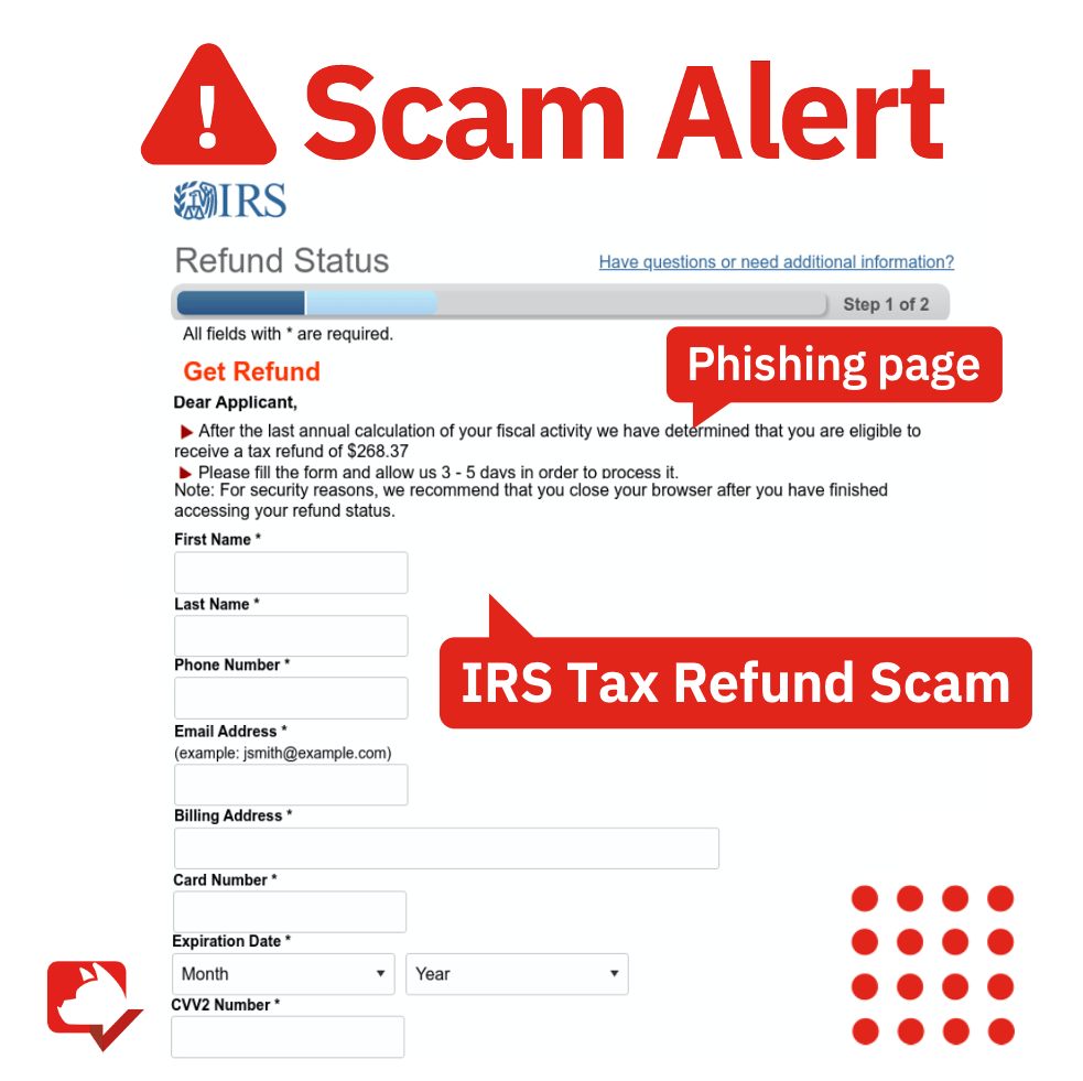 Fake IRS tax refund page.