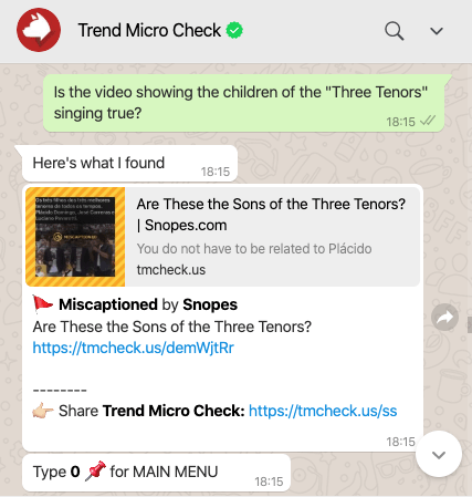 Use Trend Micro Check for real-time results. Source: Snopes