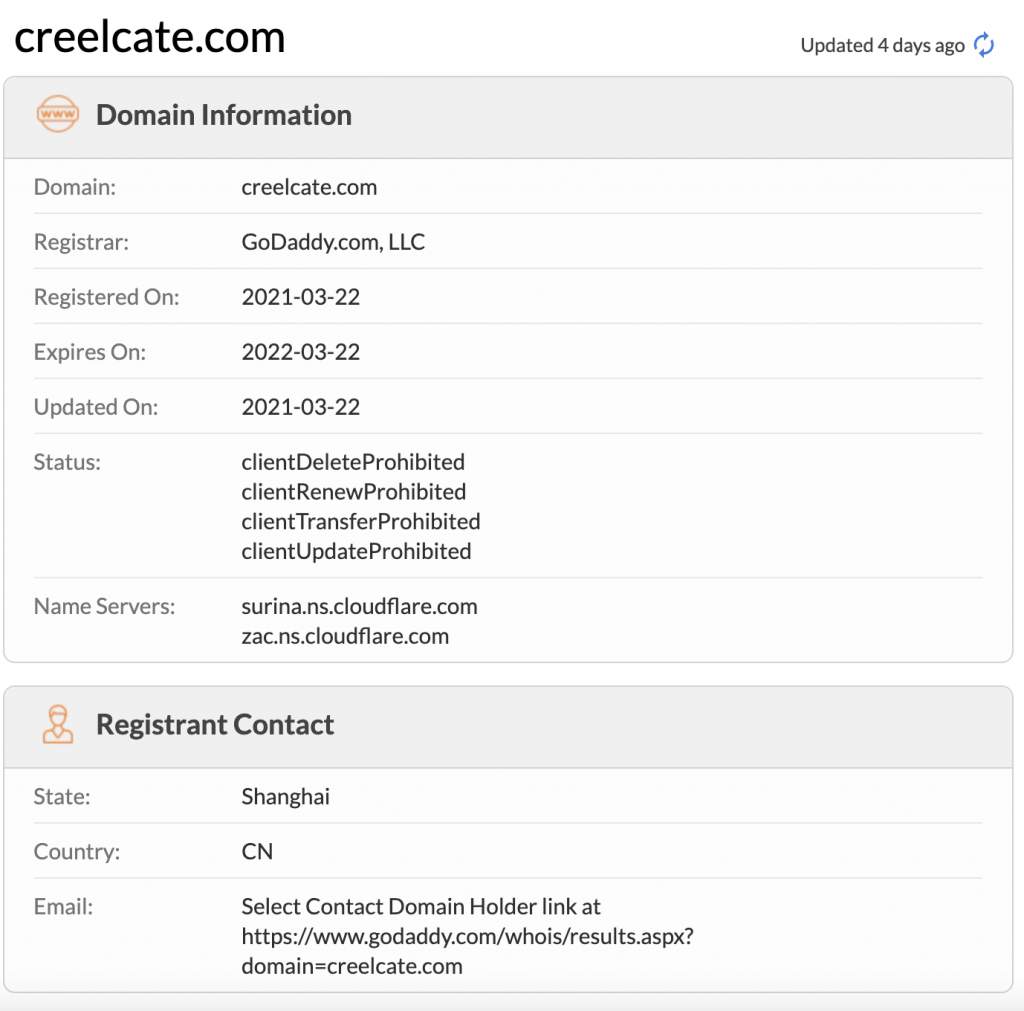 Creelcate whois