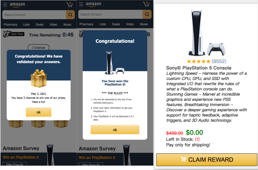 Amazon scam survey page.