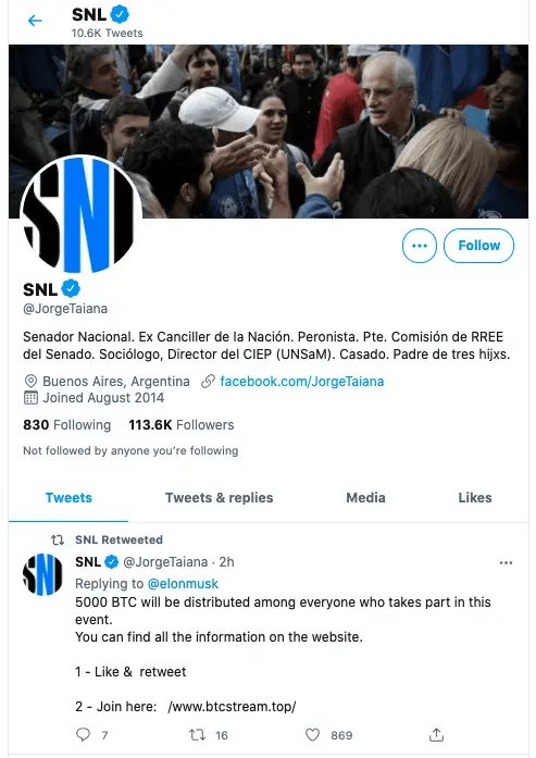 Bitcoin scam on Twitter. Source: Business Insider