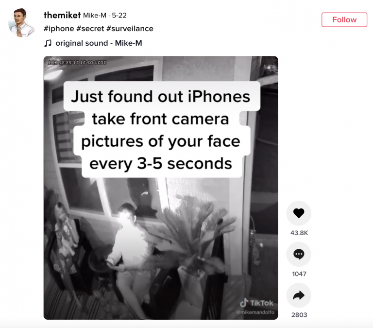 Do iPhones take pictures of you every 5 seconds? Factchecking 3