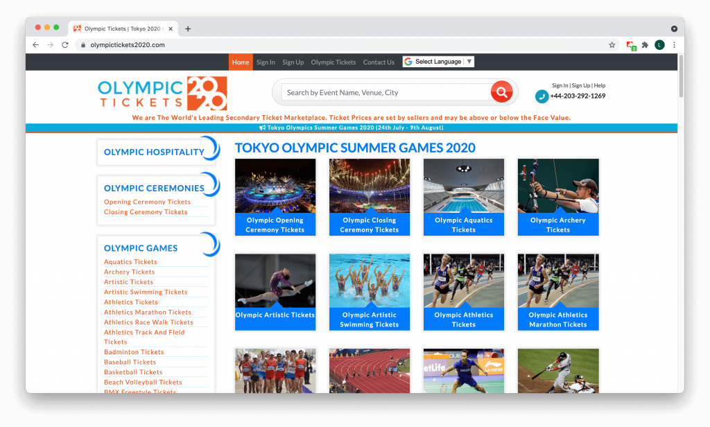 Fake Olympics ticket website.