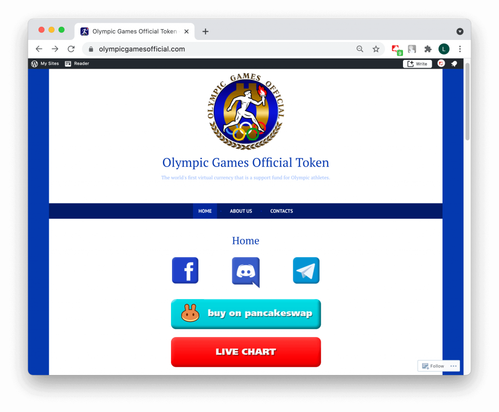 Fake Olympic virtual currency website