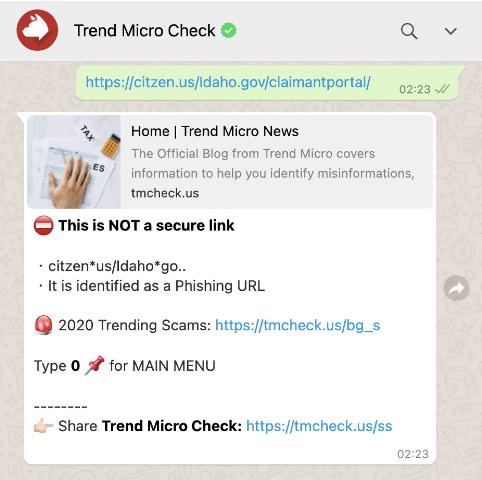 Trend Micro Check on WhatsApp: