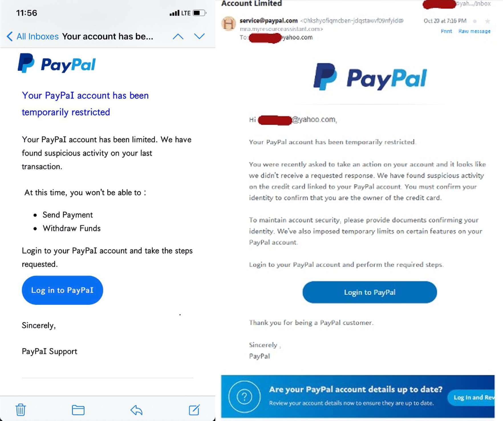 Top PayPal Scams Account Restricted Alerts, Prepaid Cards