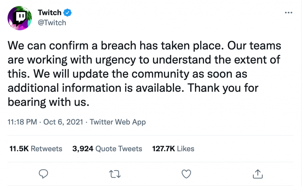 Twitch Confirms Huge Data Breach