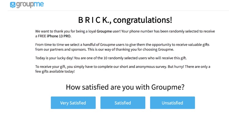 GroupMe Gift Giveaway / iPad Raffle Scams
