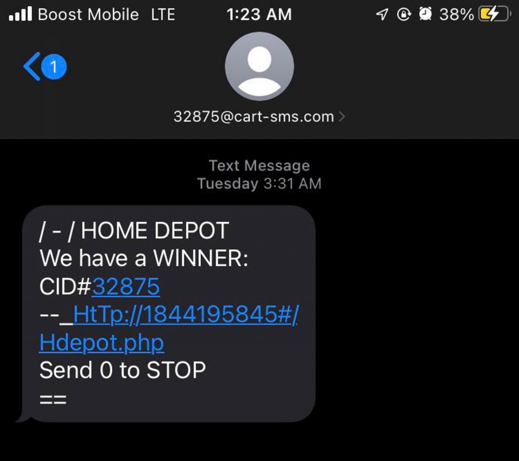 Scam Alert_Home Depot_Winner_1207