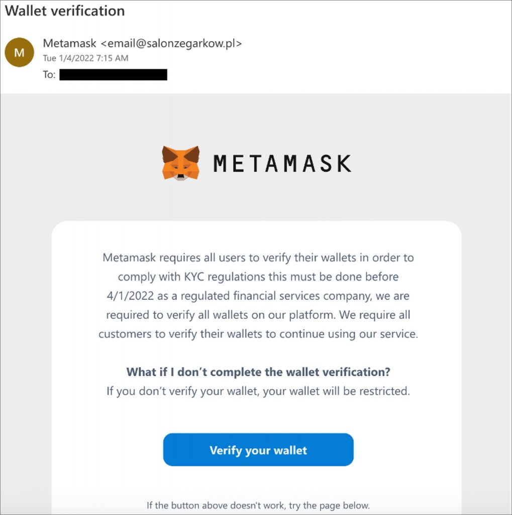 Scam Alert] Fake MetaMask Crypto Wallet Security Alert Emails | Trend Micro  News