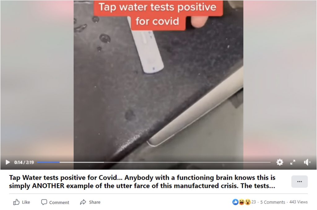 tap water test positive for covid