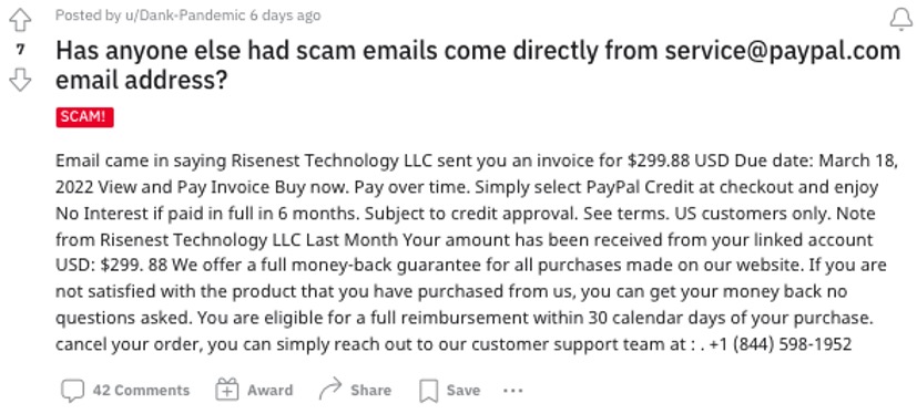 Scam Alert_Risenest PayPal_20220325_1