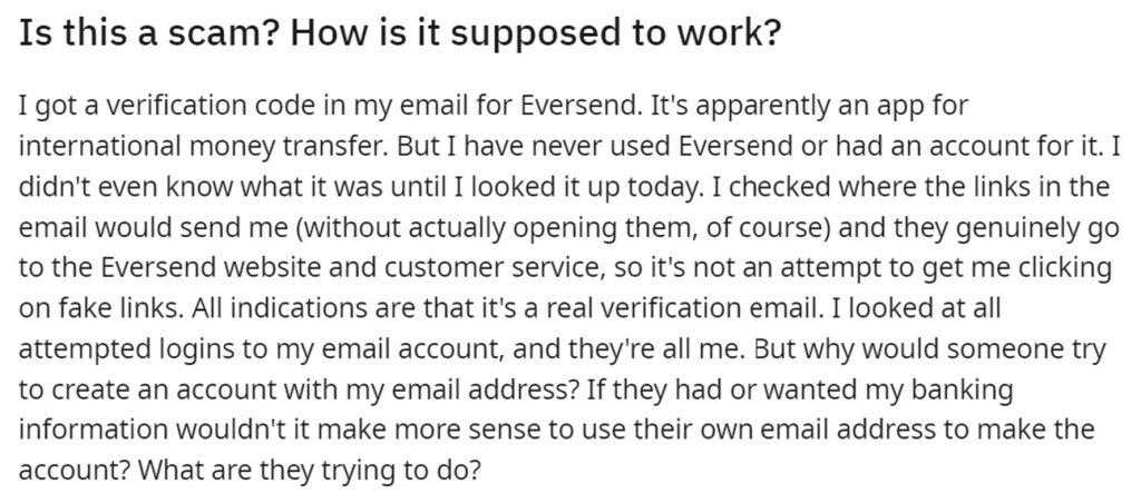 Eversend email scam_20220714_Reddit