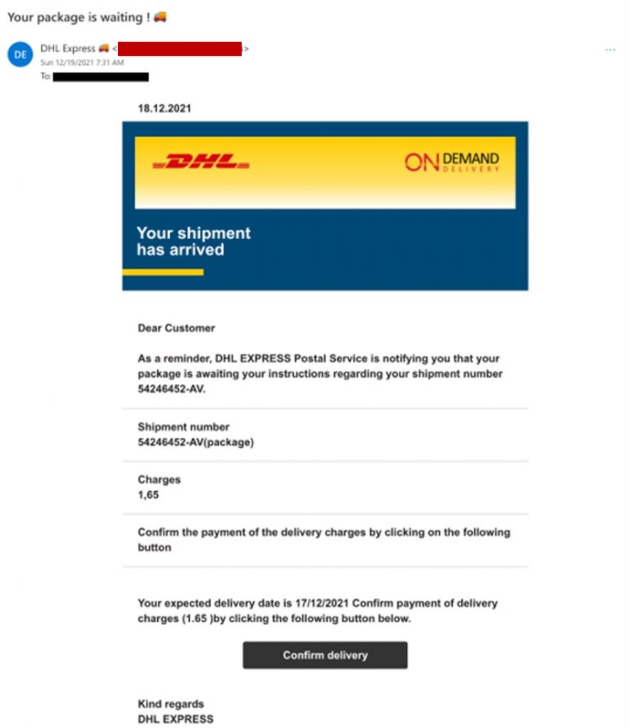 FBI Senior Scams_DHL Delivery Scam_email_20220720