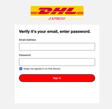 FBI Senior Scams_DHL Delivery Scam_login page scam_20220720