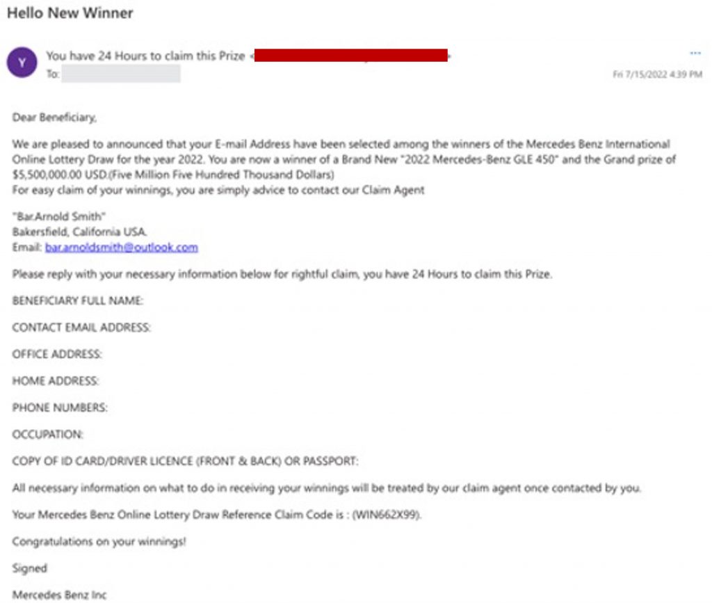 FBI Senior Scams_Lottery Scam_email_20220720