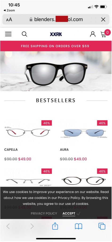Online Shopping Scams_Blenders Sunglasses_Fake_20220708