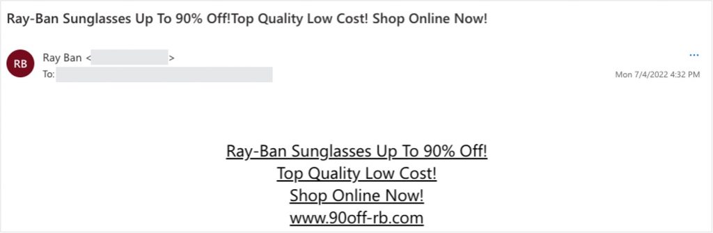 Online Shopping Scams_Ray Ban_Email_20220708