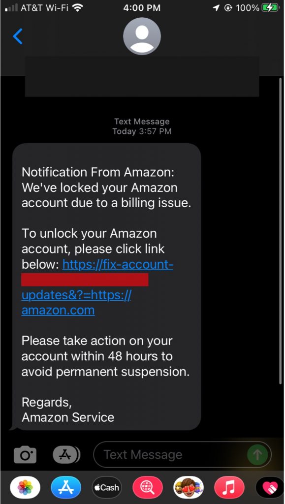 Scam Alert_Amazon_Billing Issues_Text Scam_20220818