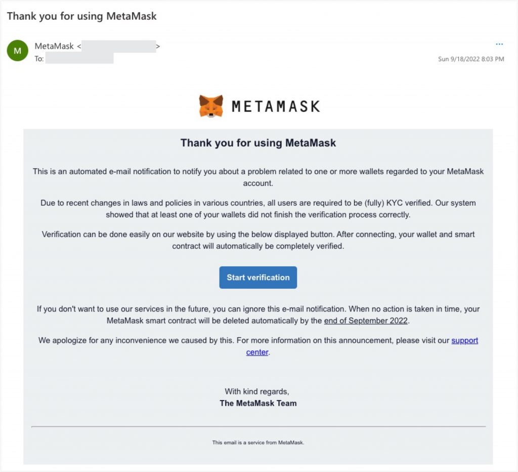 Crypto Scam_MetaMask_phishing Email_20220923