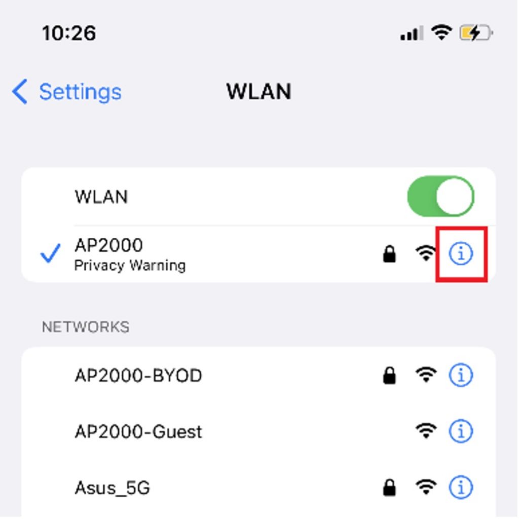 How to Fix Wi-Fi Privacy Warning on iPhone_Setting_2_WiFi Information_20220928