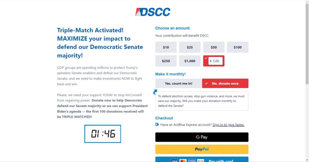 Midterm election scam alert_Fake Democratic Party donation page_20221106