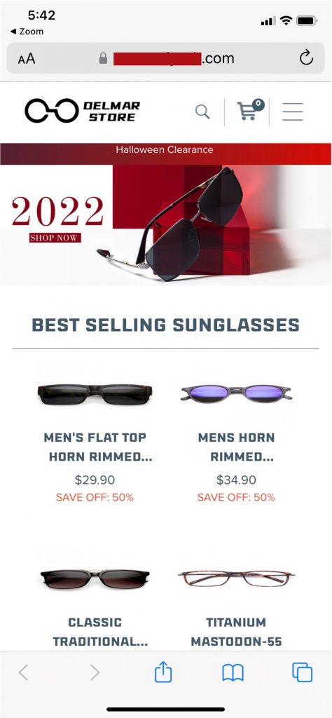 Spot the Scam_Halloween Shopping Scams_Costa Del Mar Sunglasses_Fake website_20221104
