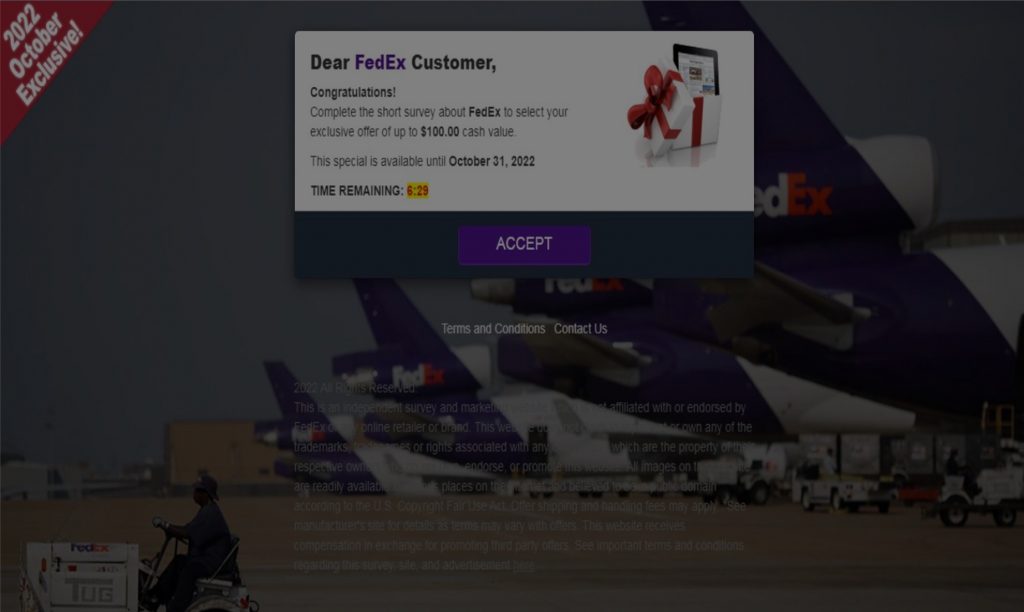 Spot the scam _FedEx Phishing_Survey Scam Page_20221111