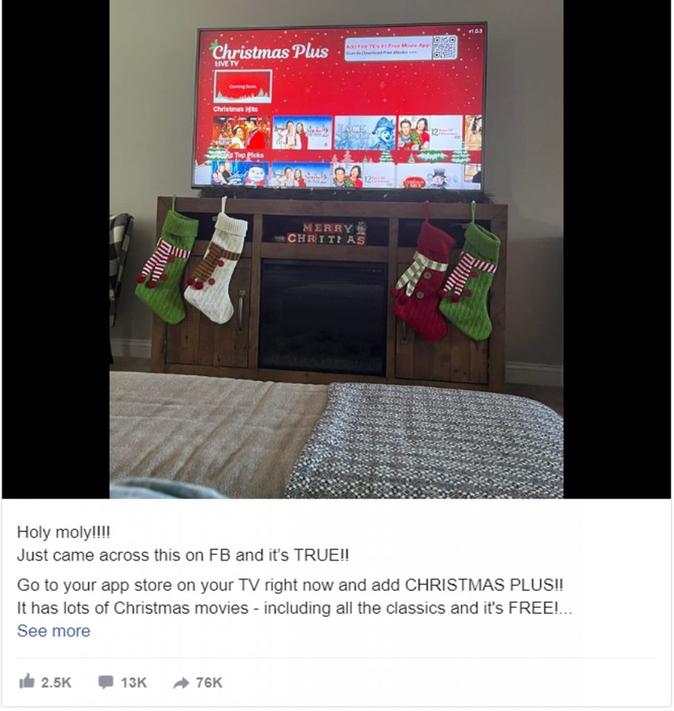 Is the Christmas Plus App a Scam_Facebook Post_20221202