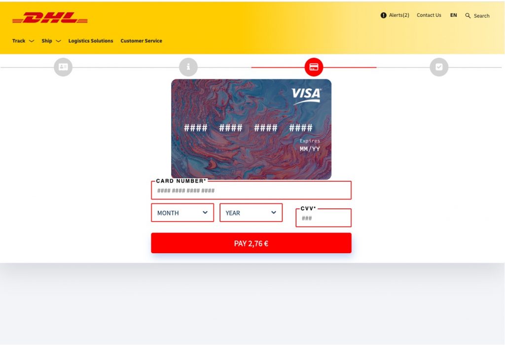 Spot the Scam_DHL Shipping Scam_Fake DHL Page_Payment Phishing Page_Credit Card_20221216