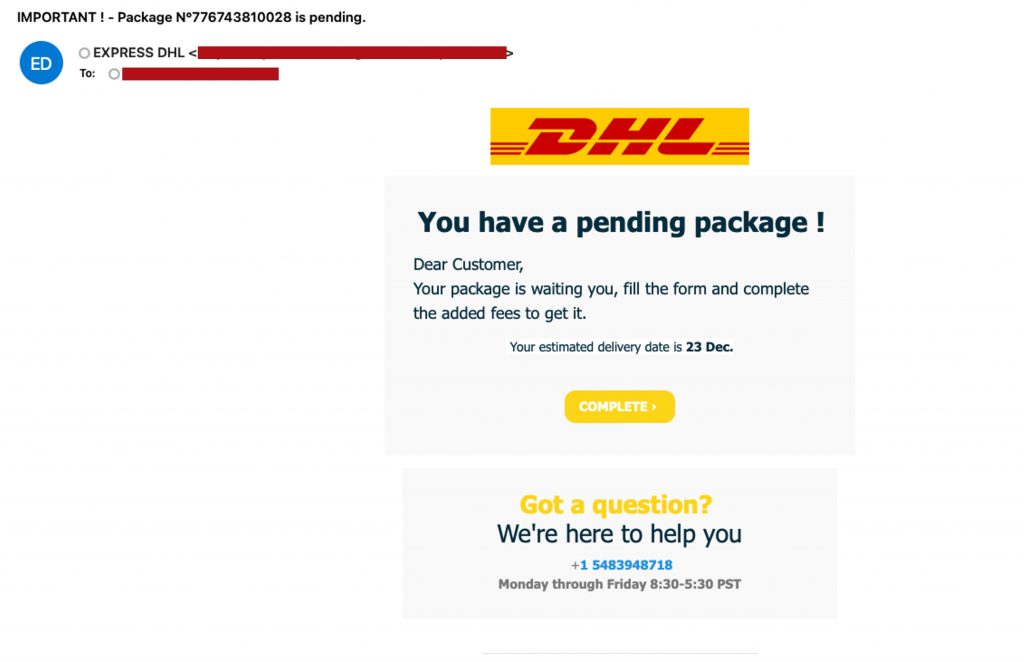 Spot the Scam_DHL Shipping Scam_Phishing Email_20221216