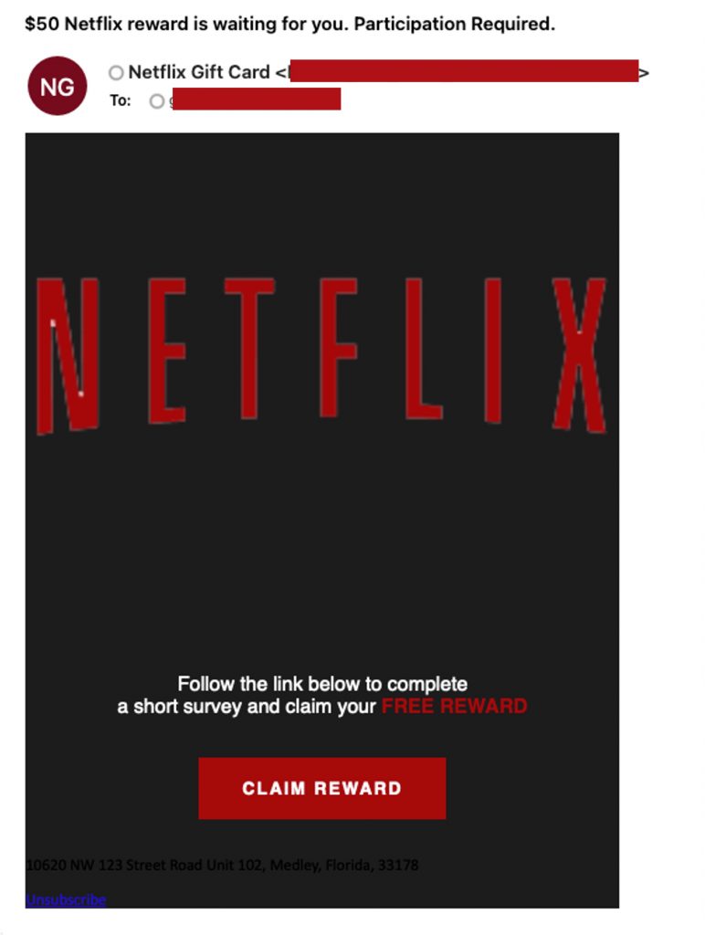 Spot the Scam_Netflix_Reward Scam Email_20221223