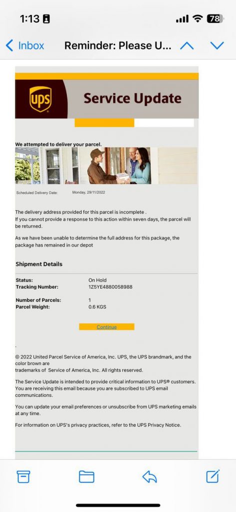 Spot the Scam_UPS Phishing Email_20221202