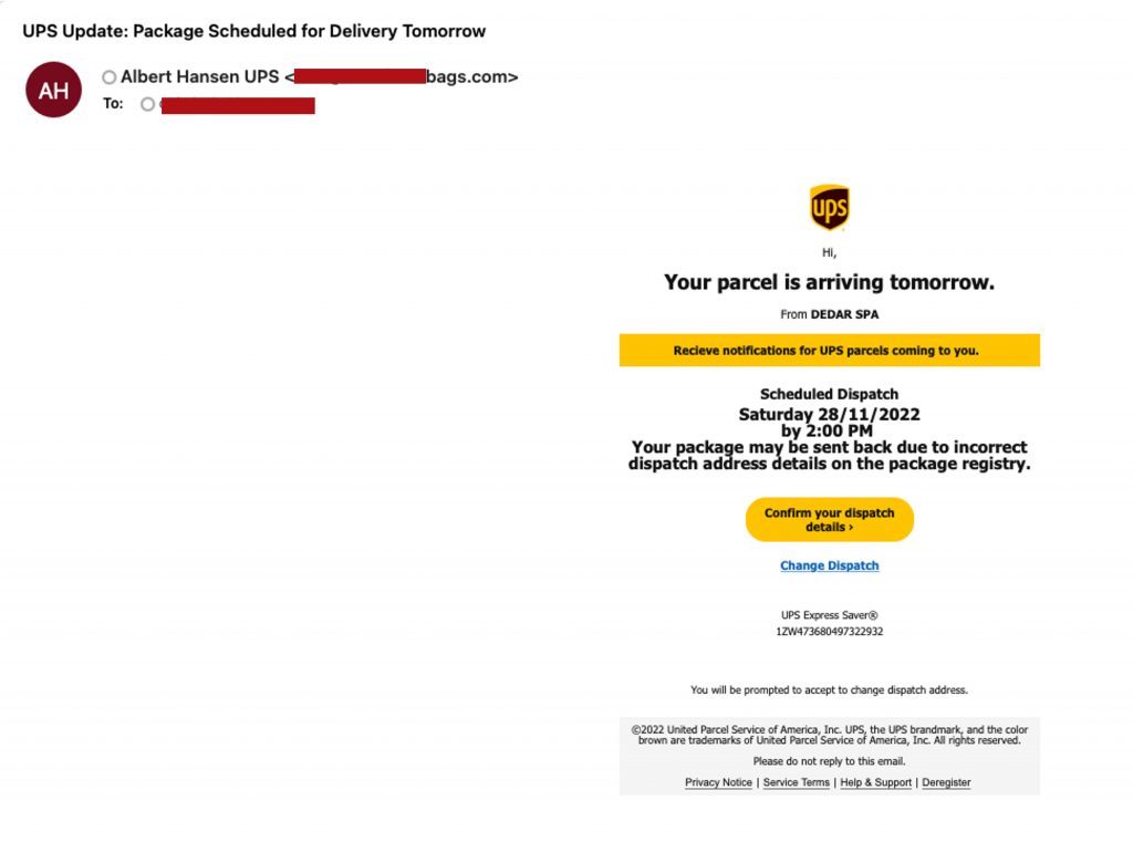 Spot the Scam_UPS Phishing Email_Fake Parcel Notification_20221202