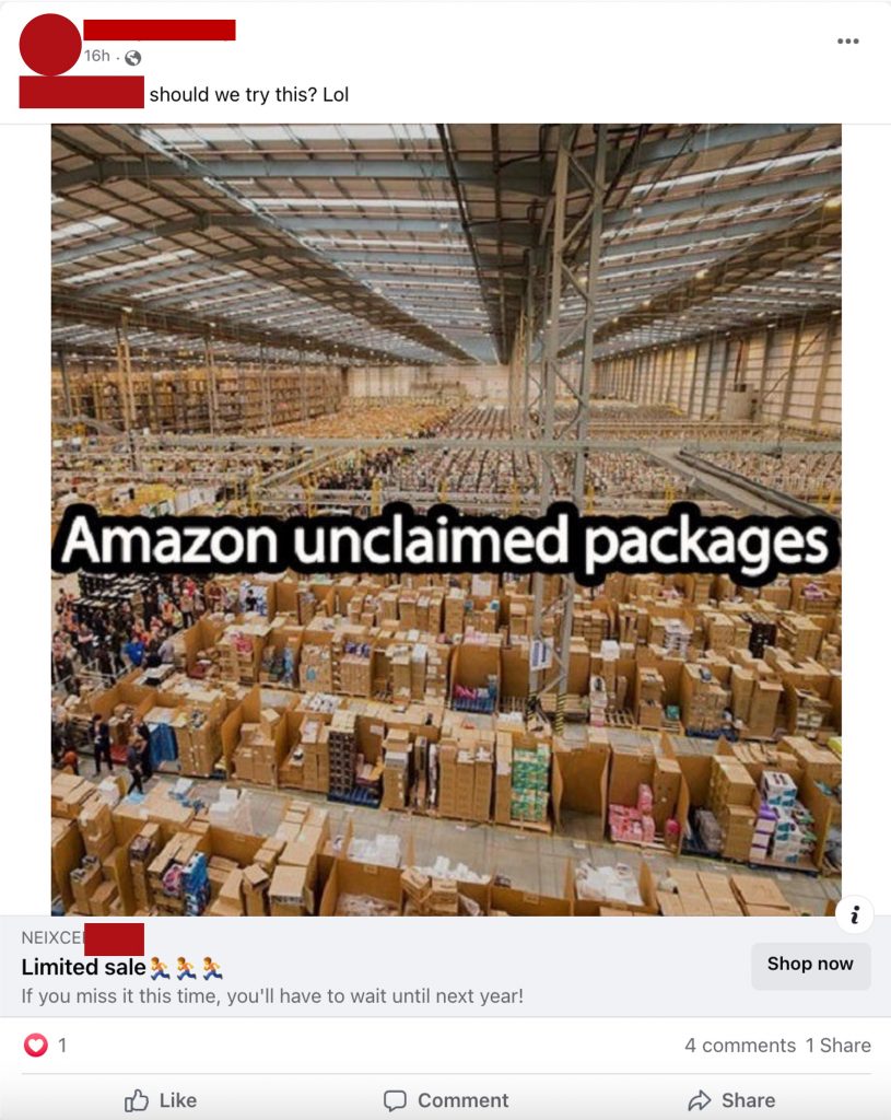 Spot the Scam_neixcei.com Scam_FB Posts_Fake Amazon Shopping_20221216