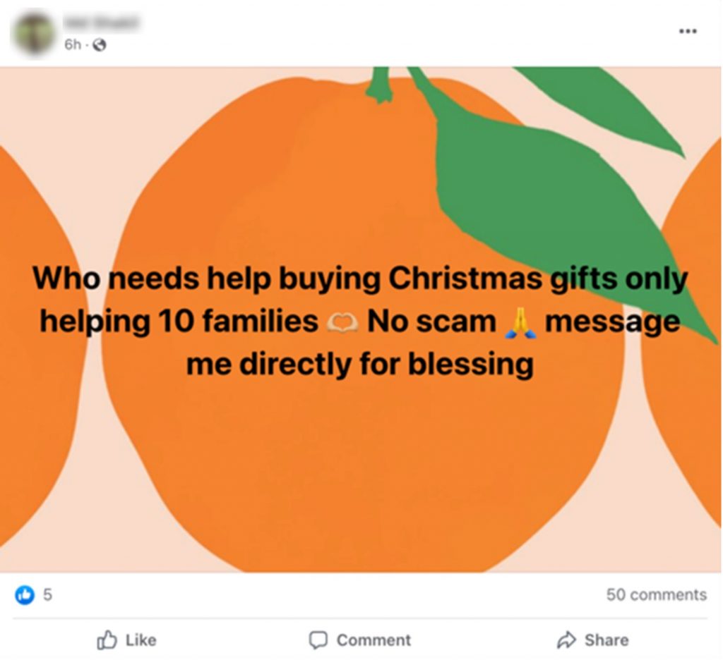 Top Christmas Scams to Watch Out For 2022_Fake Charity Facebook Scams_20221215