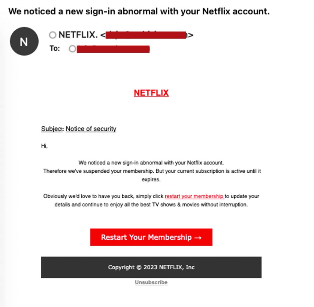 Spot the Scam_Netflix Phishing Email_Security Alert_20230120
