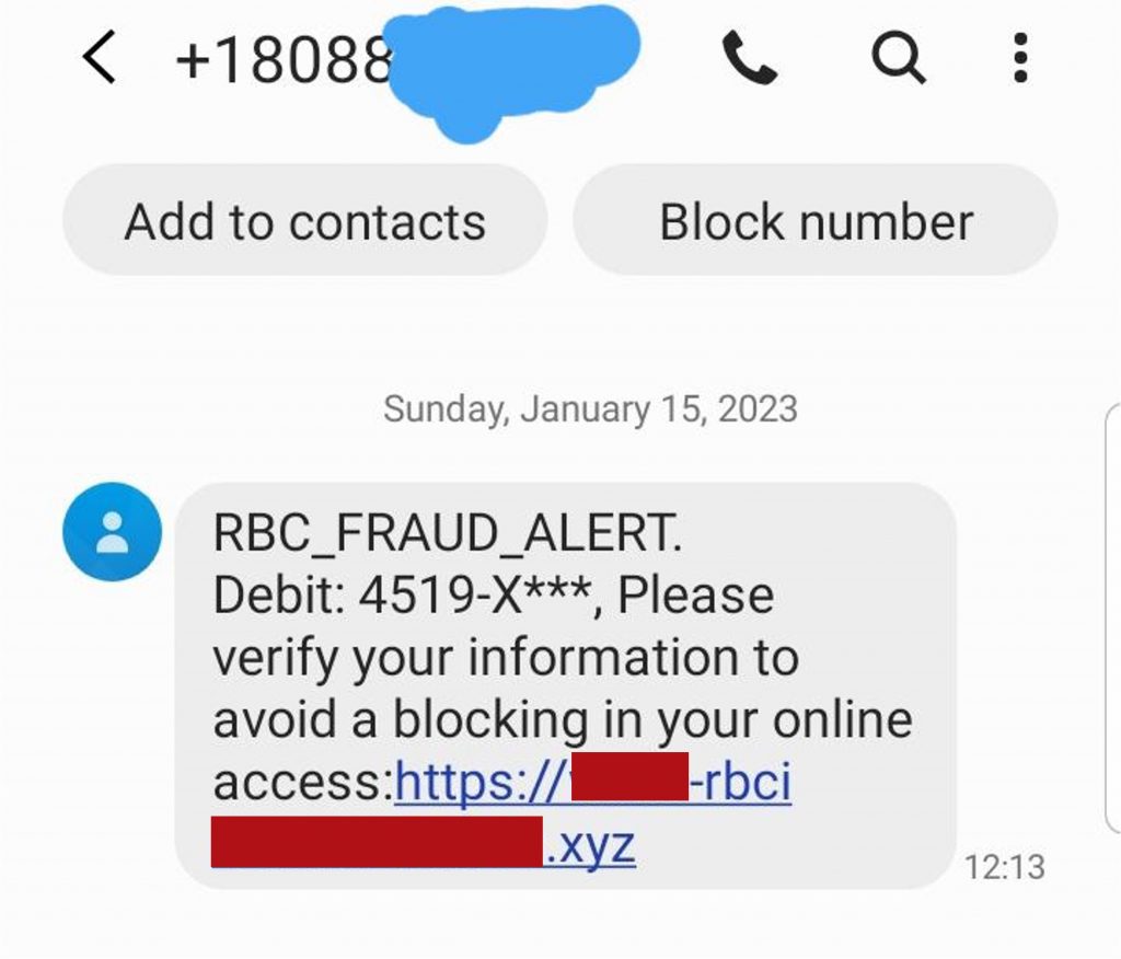 Spot the Scam_RBC Bank Phishing_Text_20230120