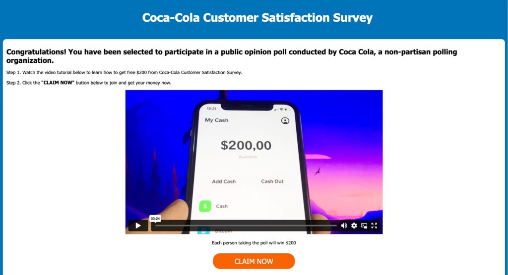 Spot the Scam_Coca-Cola Survey Scam_decocash[.]com_20230210