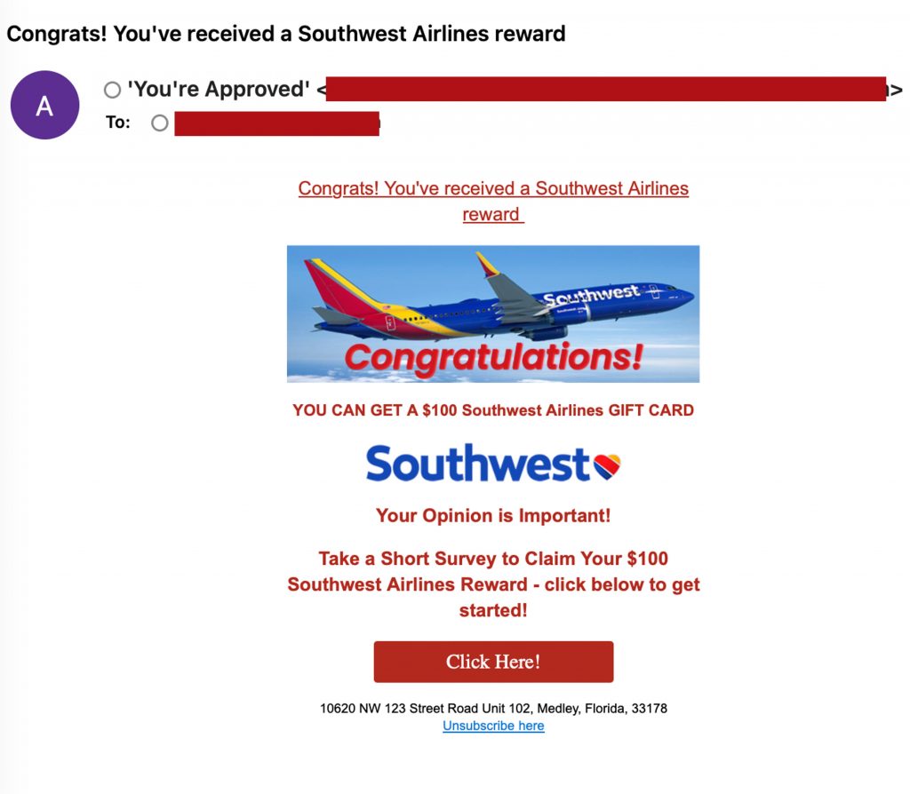 Spot the Scam_SOuthwest Arirline_Scam Email_Gift Card_20230203