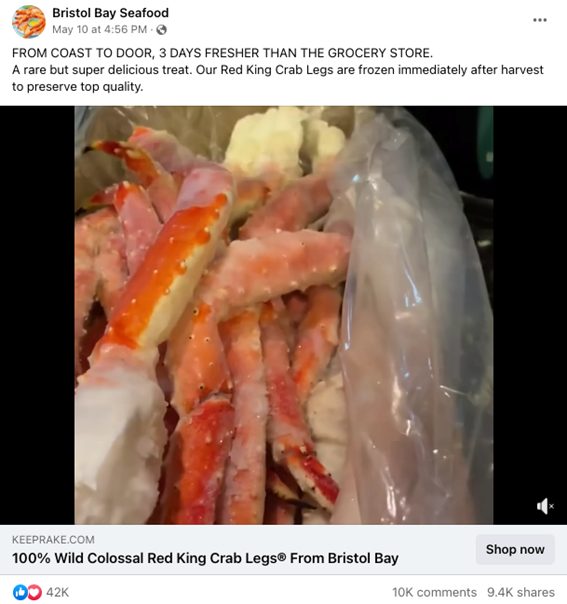 Bristol Bay Seafood Facebook Scam 