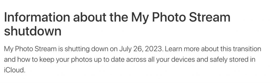 A Apple encerrará o iCloud Photo Stream em 26 de julho, eis o que