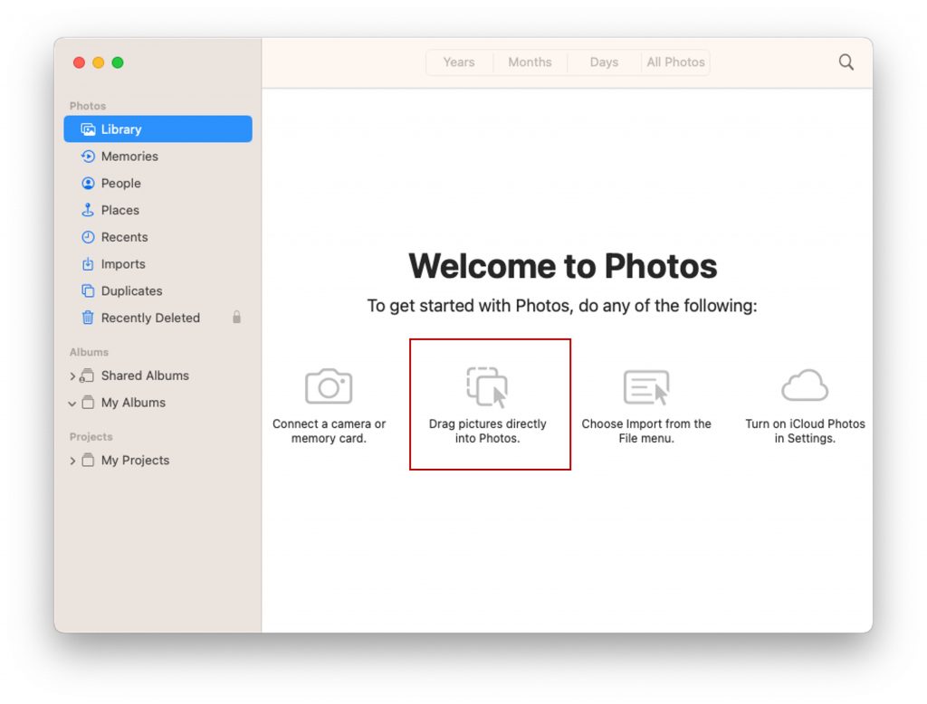 Mac Drag photos to Library_