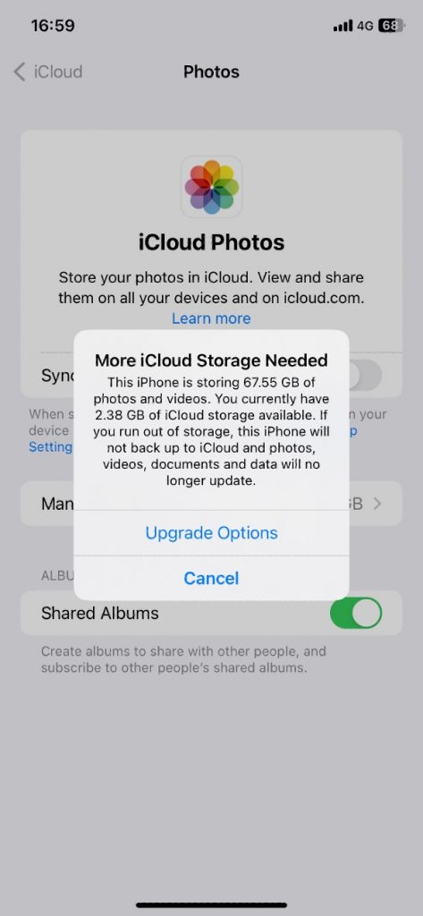 icloud storage upgrade
