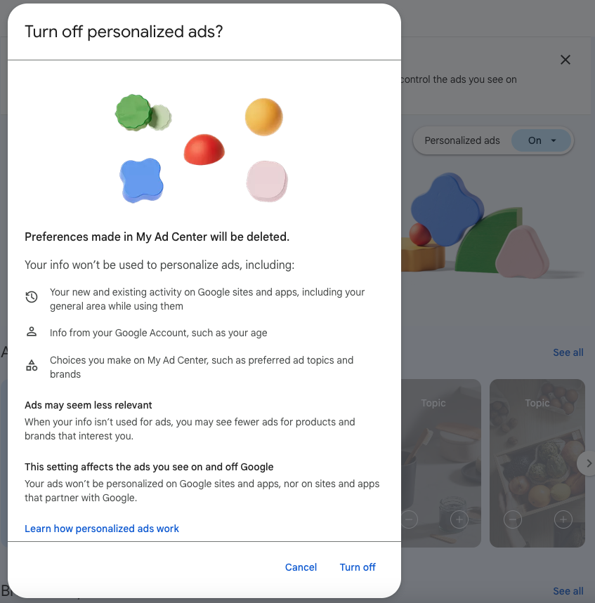How to turn off personalized ads?