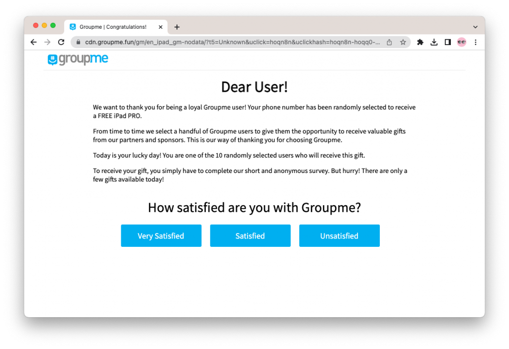 Spot the Scam_GroupMe iPad Giveaway_Phishing Page_20230505