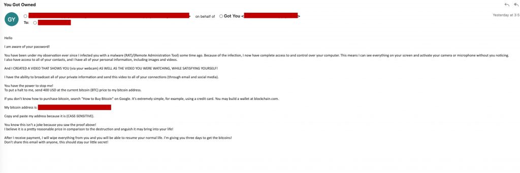 “You Got Owned” Email Scam