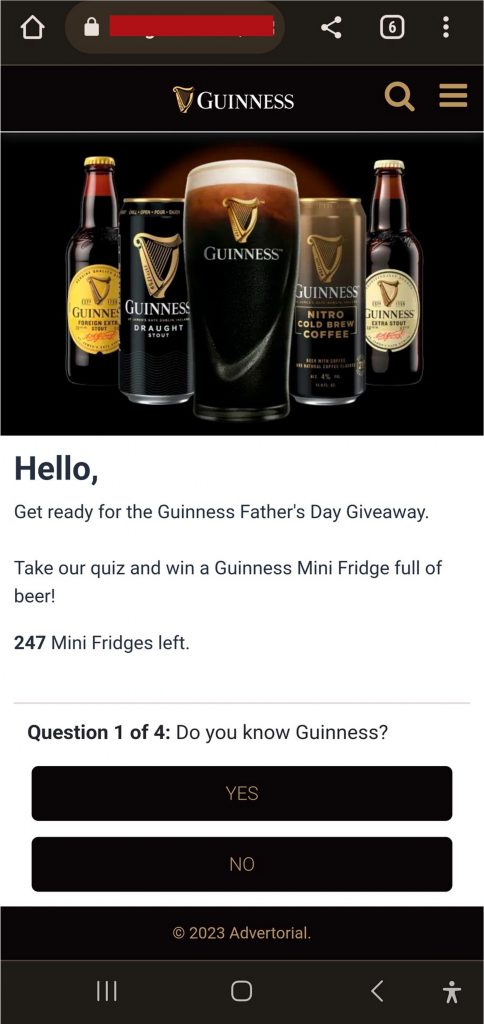 guinness giveaway scam fathers day