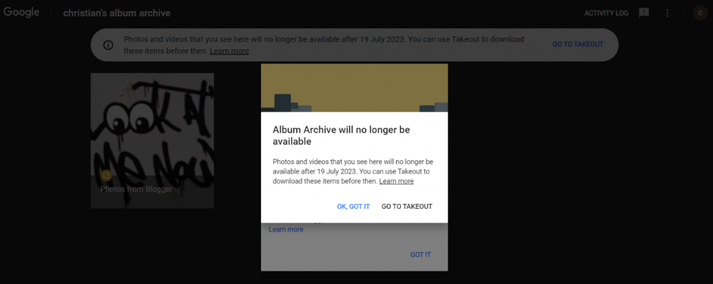 Google Album Archive will no longer be available